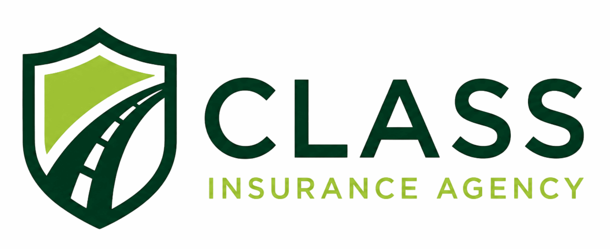 Class Insurance Agency — shield and road emblem